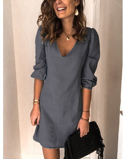 Fashion Casual Loose Cotton And Linen Mini Dress