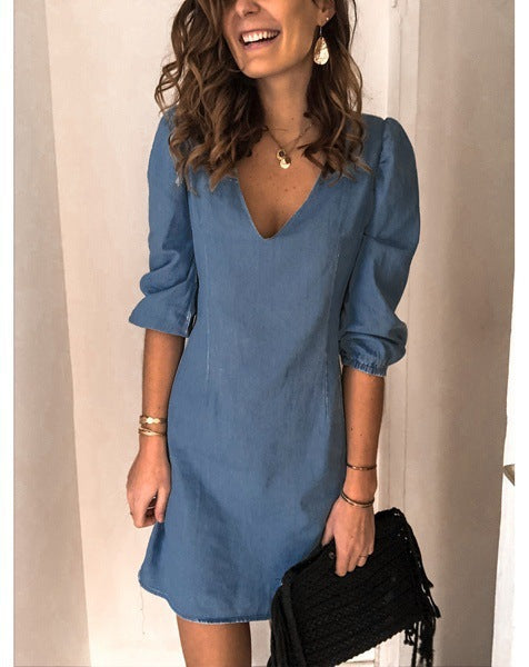 Fashion Casual Loose Cotton And Linen Mini Dress