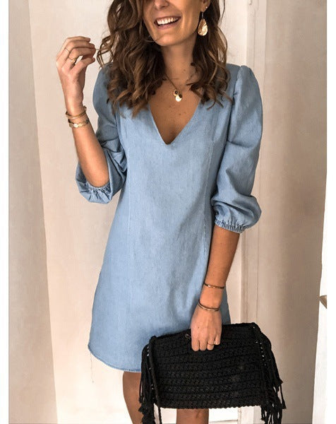 Fashion Casual Loose Cotton And Linen Mini Dress