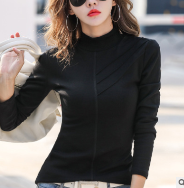 Fashion Half high collar tight long sleeve bottoming shirt