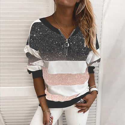 Fashion Striped Starry Sky Print Sweater