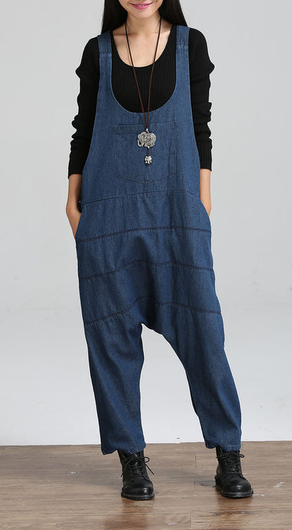 Fashion Vintage Palazzo Denim Jumpsuit