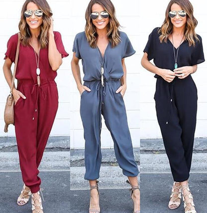 Fashion Solid color Harem Pants Jumpsuits