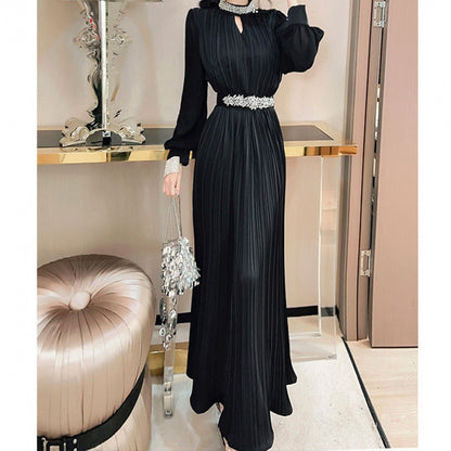 Fashion Chiffon Beads Bottoming Maxi Dress