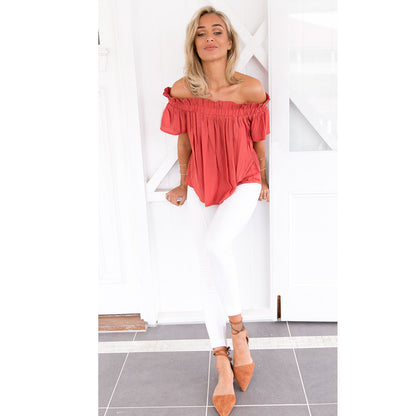 Fashion Short sleeved Shirt with Ruffles