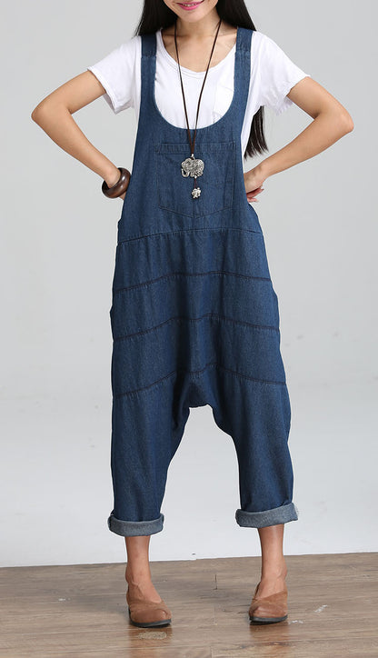 Fashion Vintage Palazzo Denim Jumpsuit