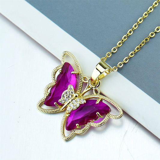 Fashion Butterfly Crystal Zircon Necklace