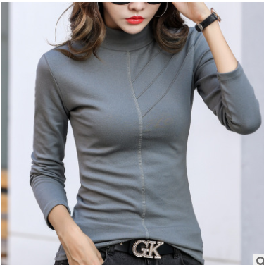 Fashion Half high collar tight long sleeve bottoming shirt