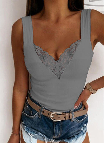 Fashion Suspenders Lace T-Shirt