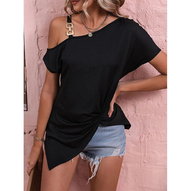 Fashion Off Shoulder Irregular Shirt