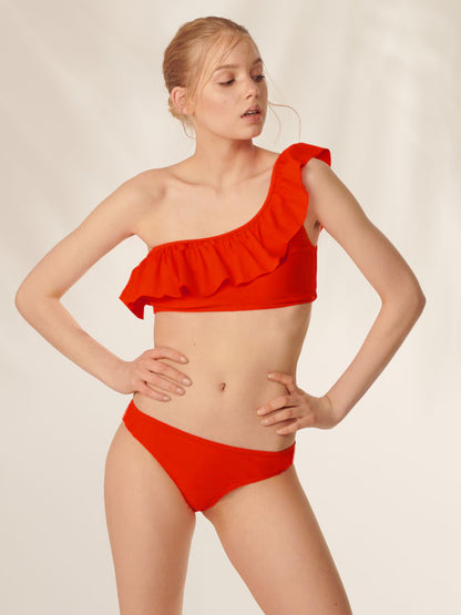 Fashion one-shoulder split swimsuit