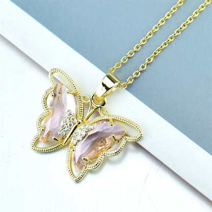 Fashion Butterfly Crystal Zircon Necklace
