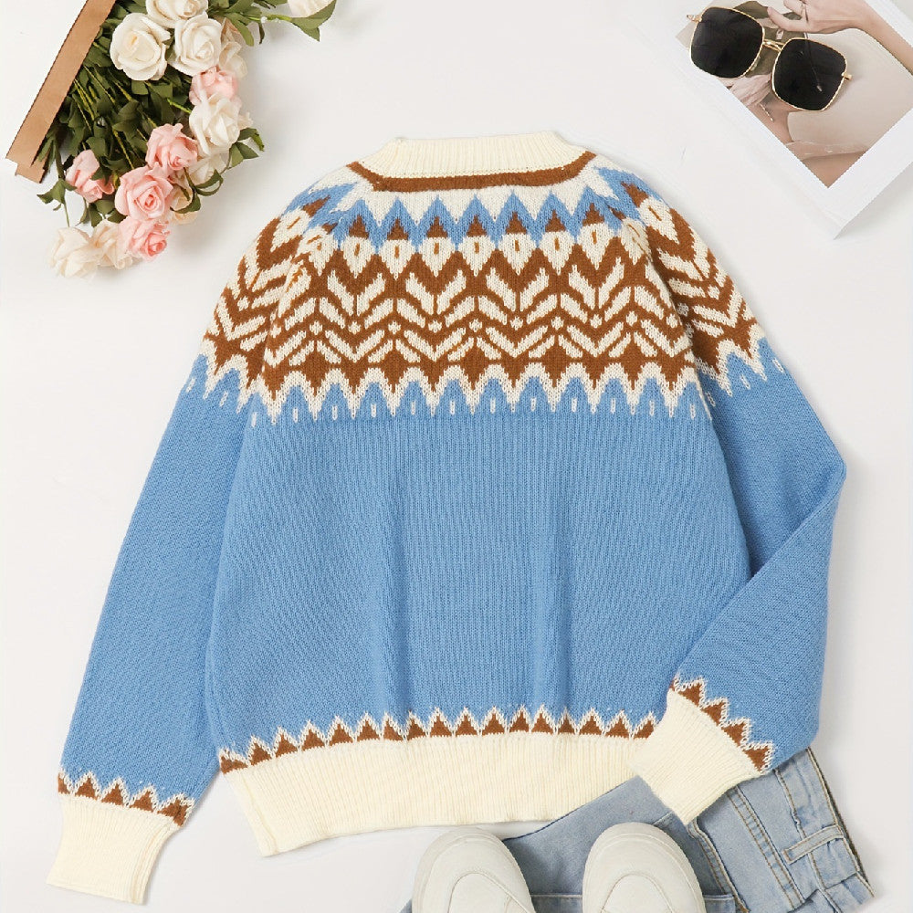 Fashion Loose Round Neck Ethnic Sweater