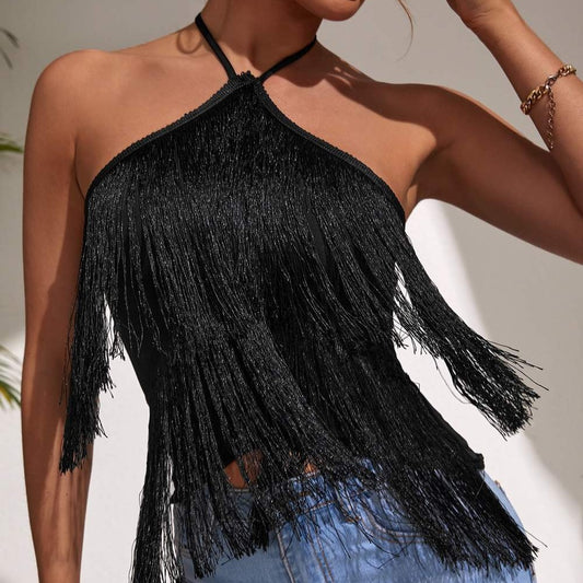 Fashion Tassel Suspender Halter Top