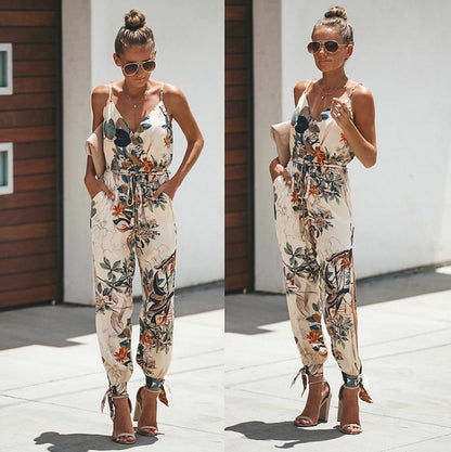 Fashion backless tether jumpsuit