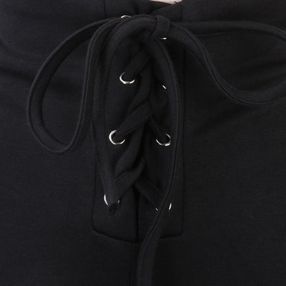 Fashion Eyelet Straps Slim Shorts