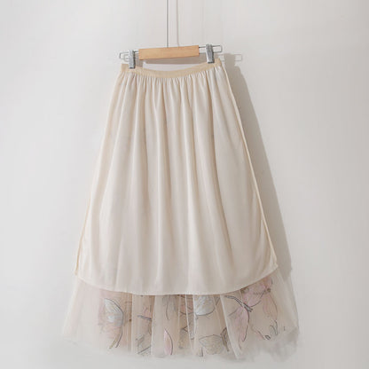 Fashion Golden Silk Retro Lace Dragonfly Skirt