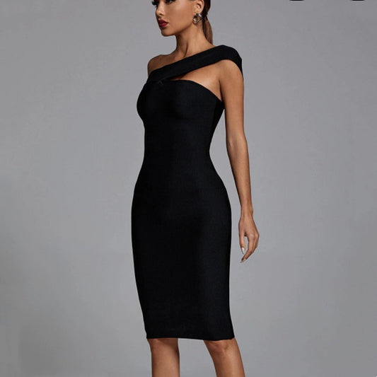 Fashion Black Slim Bandage Dress