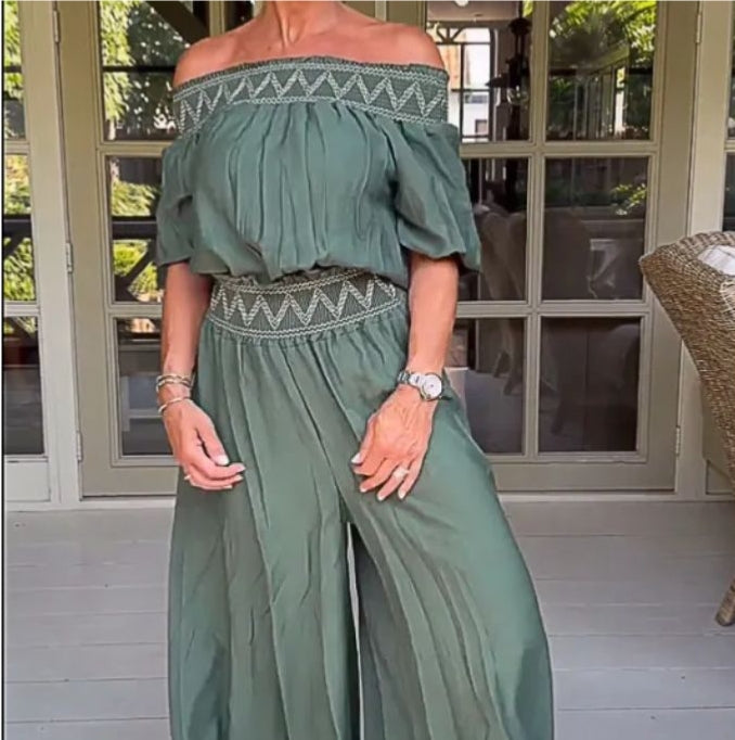 Fashion Off-shoulder Wide-leg Jumpsuit