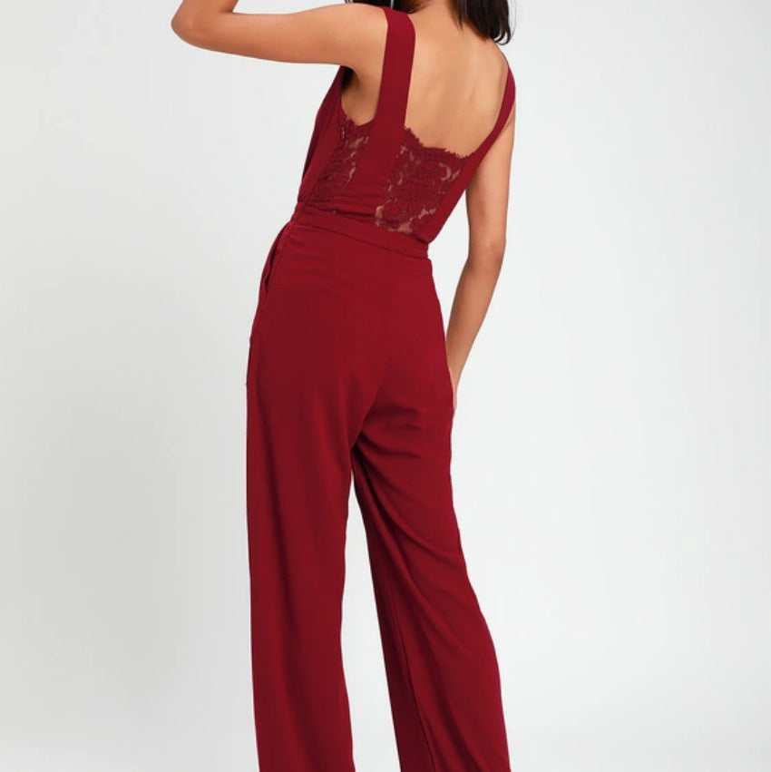 Fashion Lace Backless Jumpsuits