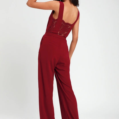 Fashion Lace Backless Jumpsuits