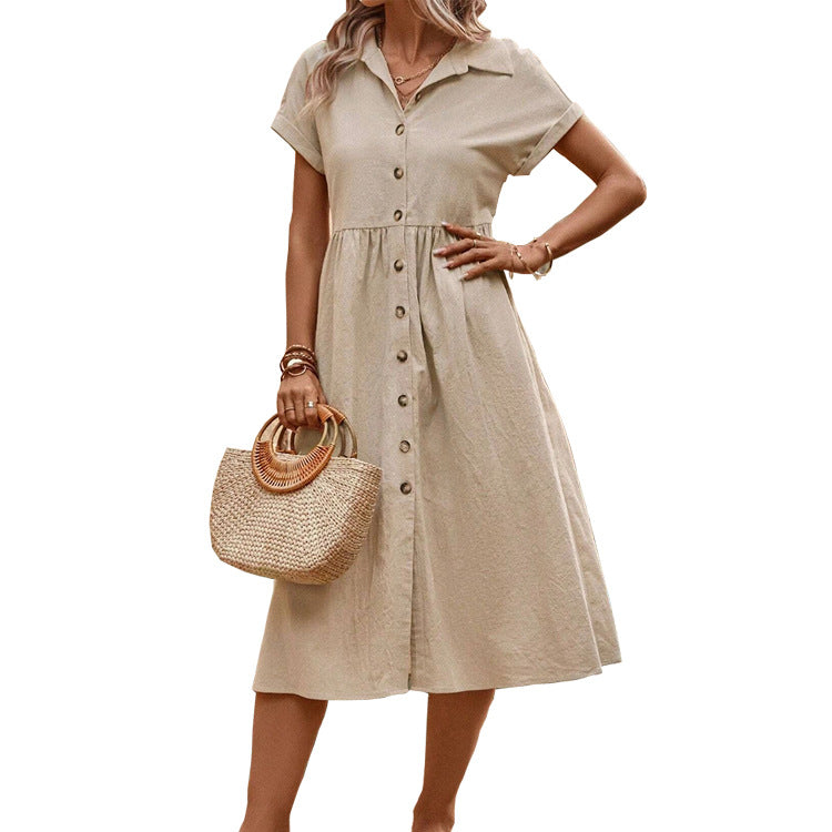 Fashion Button Shirt Dress