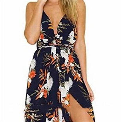 Fashion Printing Backless Slip Dress