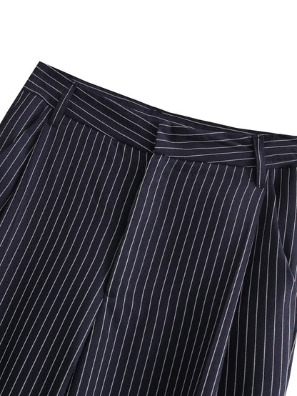 Fashion Striped Slim Wide-Leg Pants