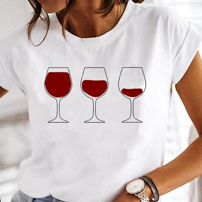 Fashion Wine Glass Printing T-Shirts