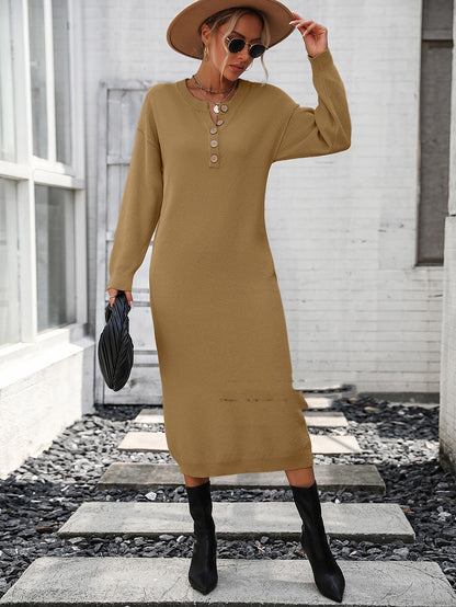 Fashion Button Knitwear Dress