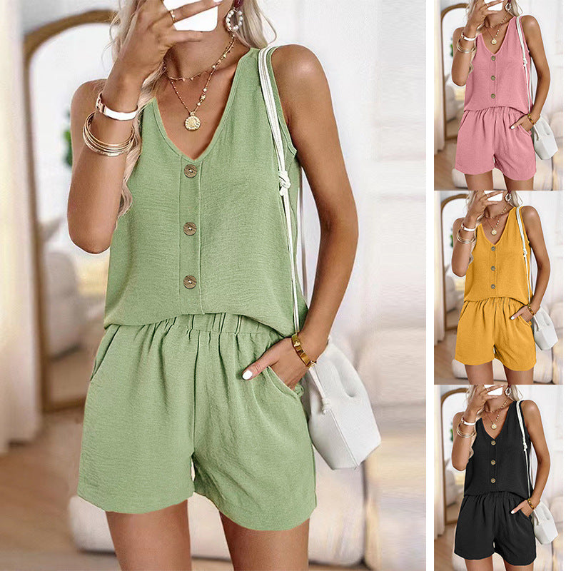 Fashion Vest Top Shorts Two-piece Set