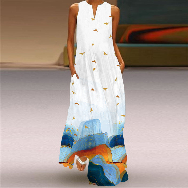 Fashion Multi-color Sleeveless Maxi Dress