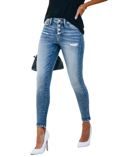 Fashion Stretch Slim-fit Ripped Denim Pants