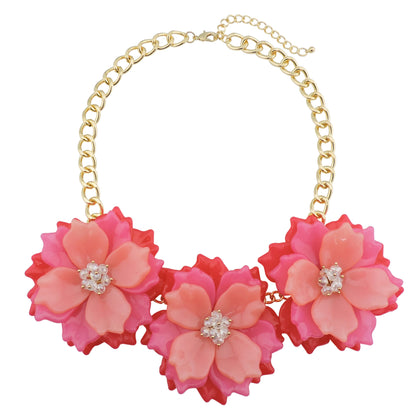 Fashion Ornament Acrylic Exaggerated Three Flowers Necklace