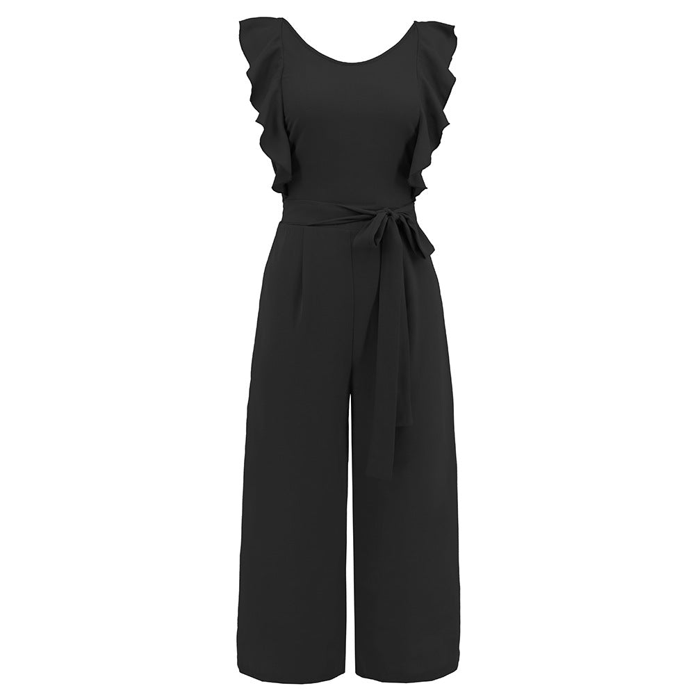 Fashion Ruffle Lace Pants Jumpsuit