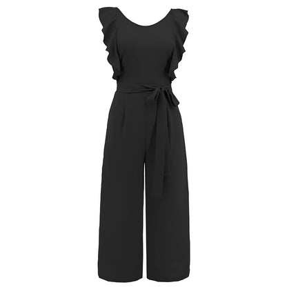 Fashion Ruffle Lace Pants Jumpsuit