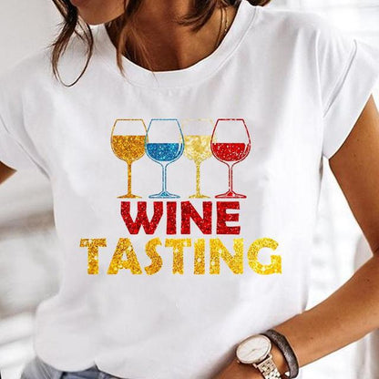 Fashion Wine Glass Printing T-Shirts