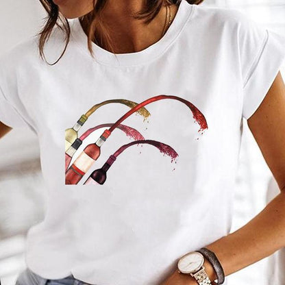 Fashion Wine Glass Printing T-Shirts