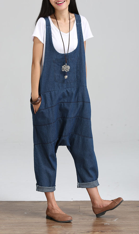 Fashion Vintage Palazzo Denim Jumpsuit