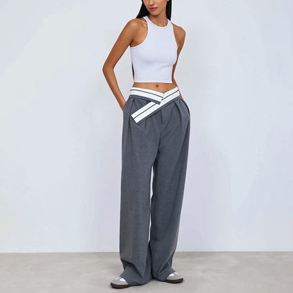 Fashion Versatile Wide Stitching Pants