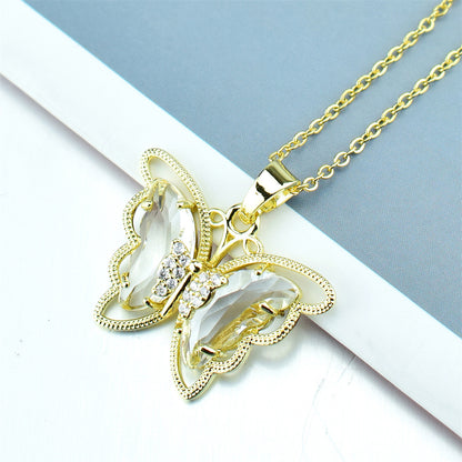 Fashion Butterfly Crystal Zircon Necklace