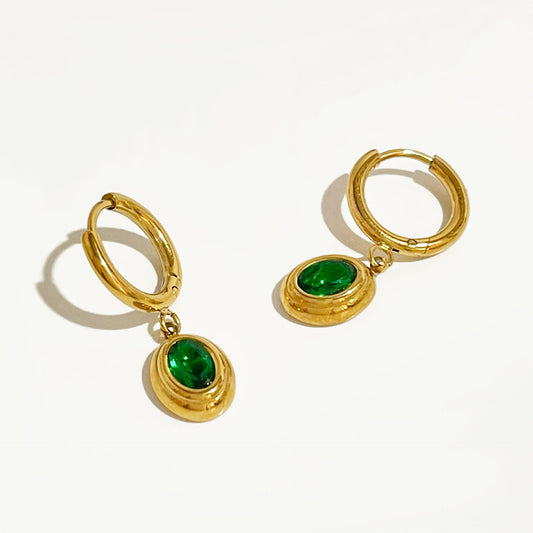 Fashion Emerald Zircon Earrings