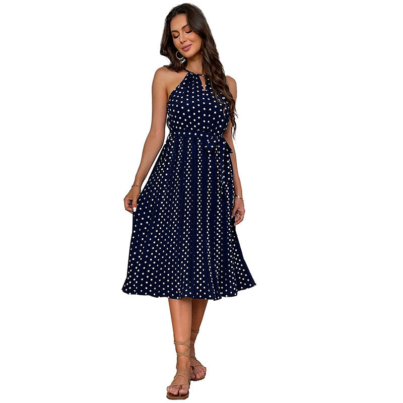 Fashion Polka Dot Halter Dress