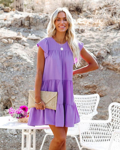 Fashion Round Neck Short Sleeve Dress