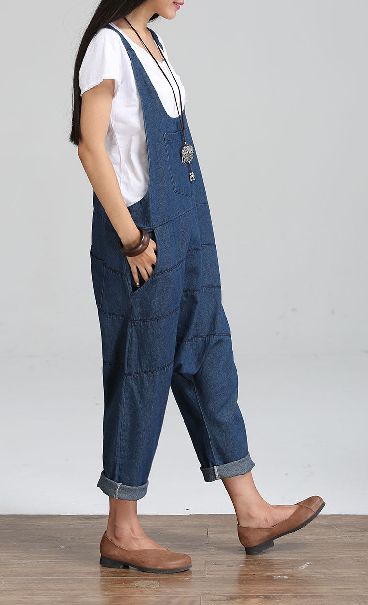 Fashion Vintage Palazzo Denim Jumpsuit