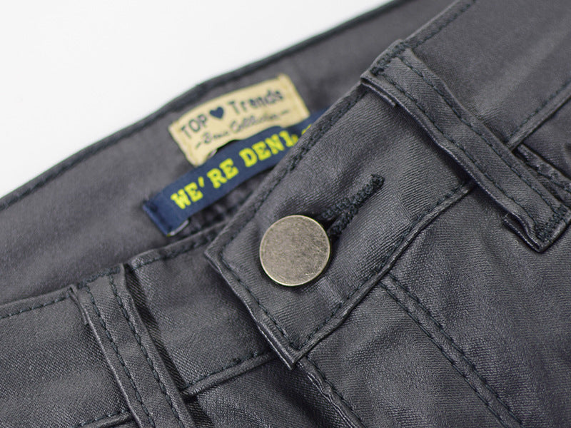 Fashion Body Leather Denim Pants