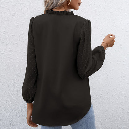 Fashion Puff Sleeve V-Neck Shirt