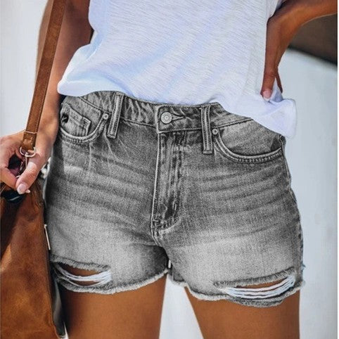 Fashion Hole Denim Shorts