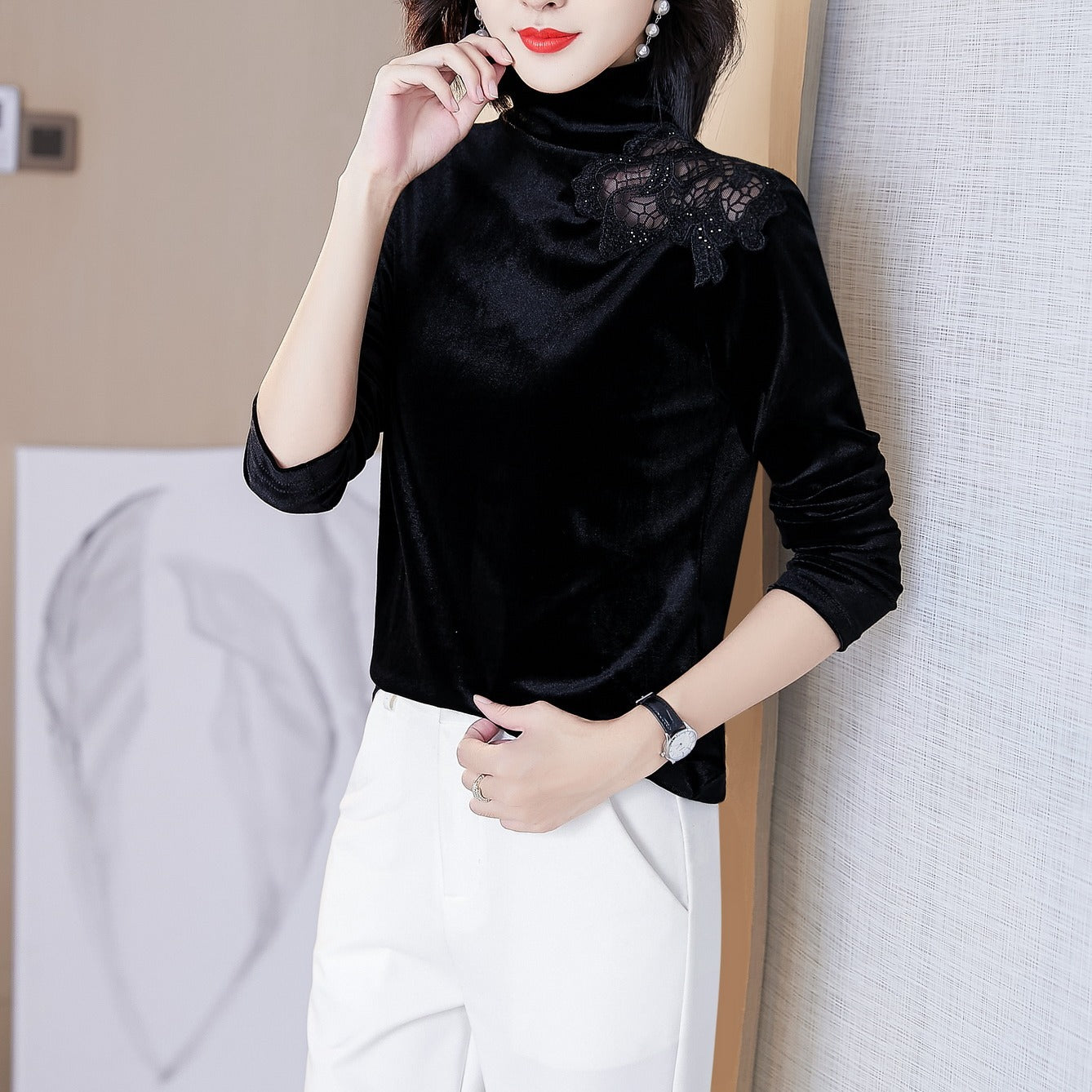 Fashion plus velvet base shirt