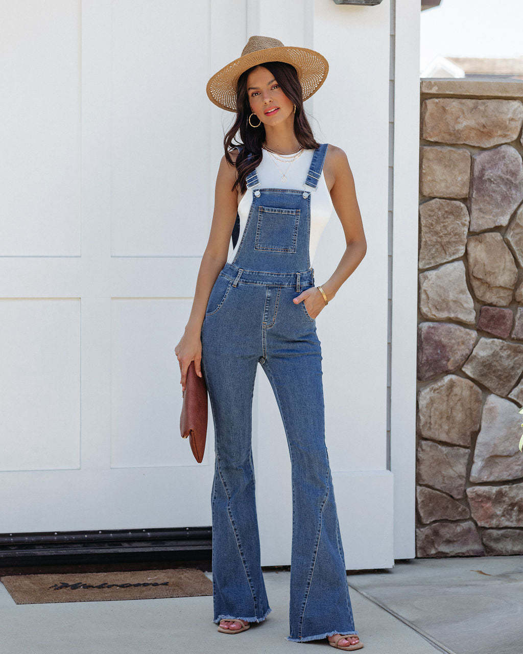 Fashion Denim Suspender Pants